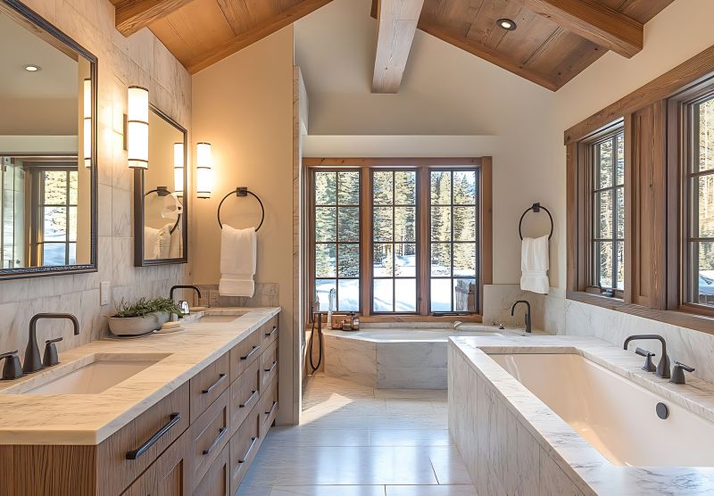 Luxurious bathroom with natural stone accents
